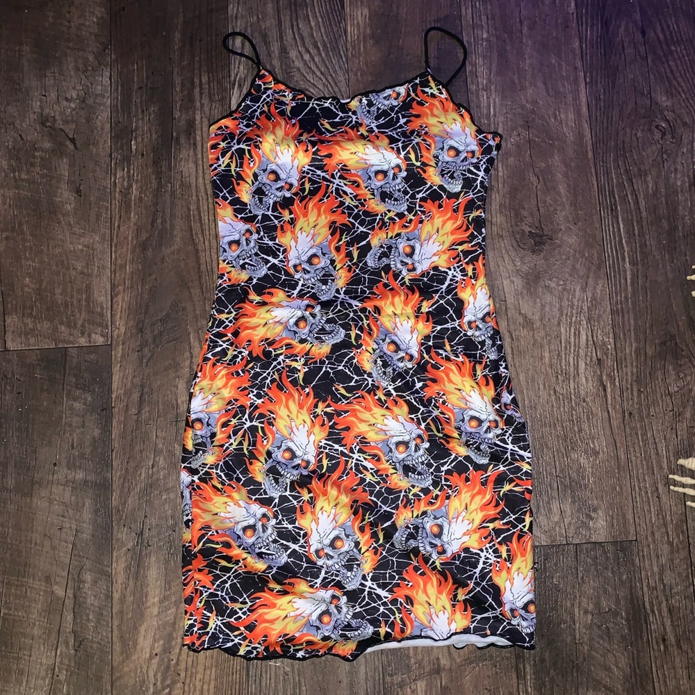 Skull Flame Mini Dress
